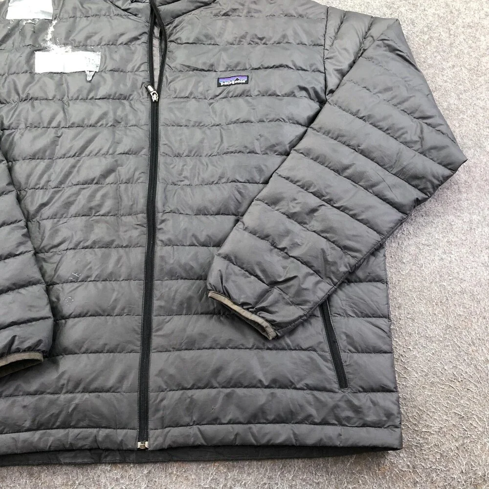 Patagonia Jacket Mens XL Gray Down Sweater Puffer Full Zip Outdoor Hiking Warm